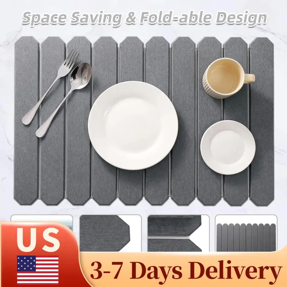 

Stone Dish Drying Mat 23.62x15.35in Quick Drying Stone Dish Mat Easy To Clean for Kitchen Pot Dishes Bottles Cups Tableware