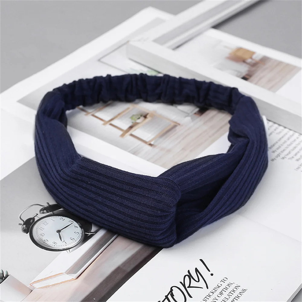 Women Headband Bohemian Elastic Hair Bands Soft Solid Color Girls Hairband Hair Accessories Twisted Knotted Headwrap