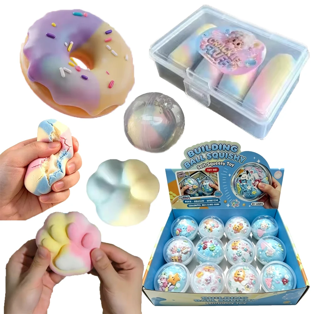Multi‑Style Series 1PC Squishy Stress Ball Slow Rebound Wax Skin Squeeze Toy Quiet Sensory Fidget Toy for Soothing Stress Relief