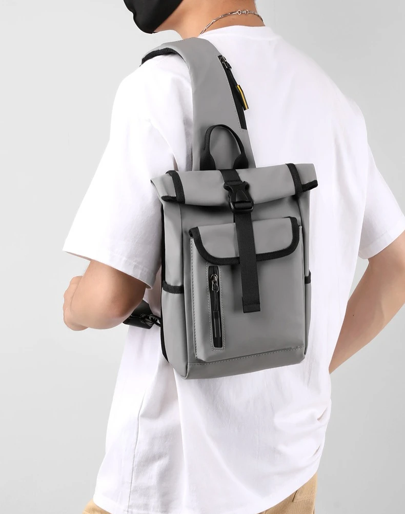 New Fashionable Men's Chest Bag, Outdoor Casual Crossbody Bag, Multi-layer Water Repellent, Large-capacity Single-shoulder Bag