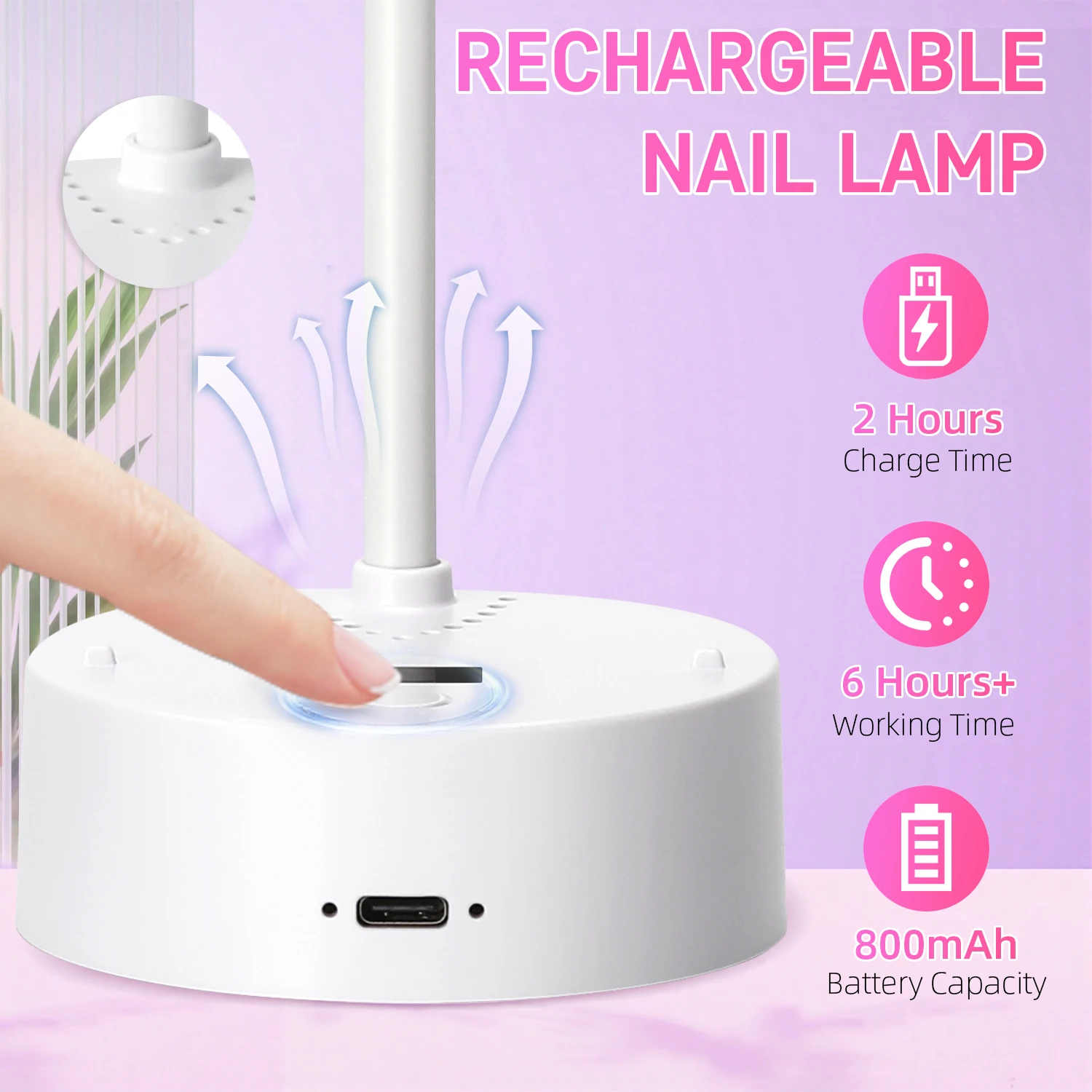 Rechargeable Adjustable UV LED Nail Lamp for Gel Polish Curing Professional Cordless Nail Dryer for Salon and Home Use