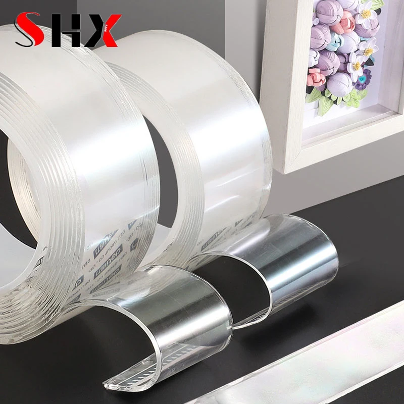 1/2/3/5M Nano Tape Double Sided Tape Transparent Reusable Waterproof Adhesive Tapes Cleanable Kitchen Bathroom Supplies Tapes