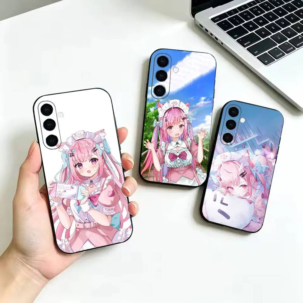 VTuber Yuki Sakuna Soft Black Cover, Fit for Samsung Galaxy A02S,A12,A22,A32,A42,A52,A21S,A31,A41,A51,A71,A72,A73,A30S