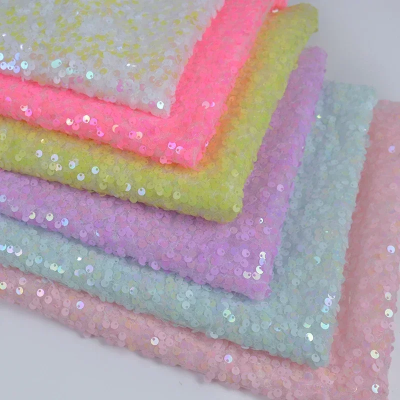 Encrypted Colorful Sequin Fabric DIY Wedding Party Dresses Shoes Hat Stage Background Decoration Shiny Glitter Fabric Multicolor