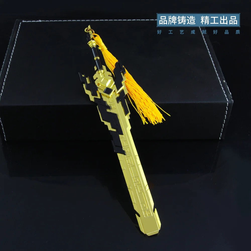 Genshin Impact Spiel-Zubehör Cosplay Replik Miniatur Metallmodell Anime Merchandise Schlüsselanhänger Stabwaffe Schwert Claymore Speer – Detail 34