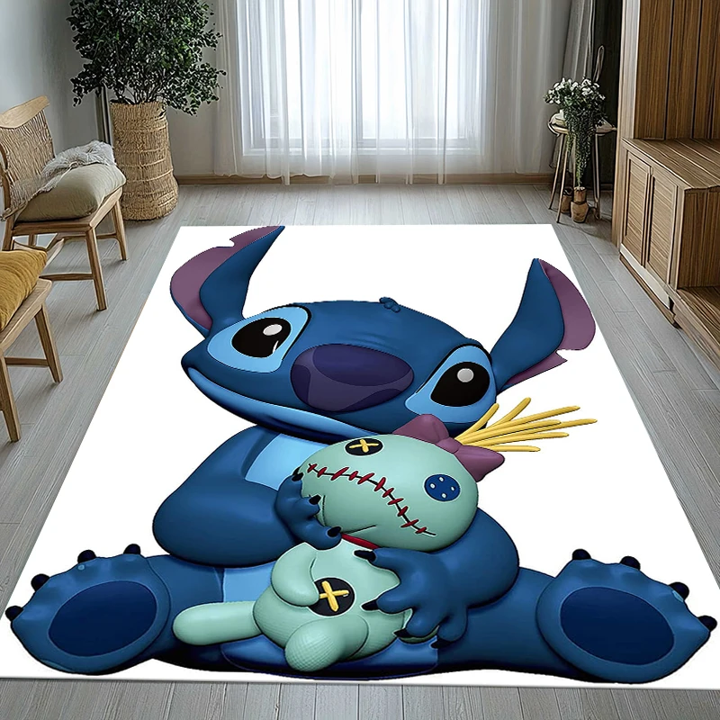 

Мягкий ковер с мультяшным монстром S-Stitch Kawaii для гостиной, спальни, детской игровой комнаты, дивана, домашнего декора, придверный коврик, подарок