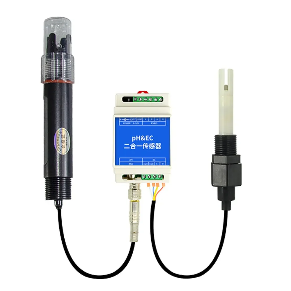 PH EC Sensor Plastic Stainless Steel Electrode RS485 Industrial Sewage Monitor for Agricultural Aquaculture 0-10000uS/cm 0-14ph