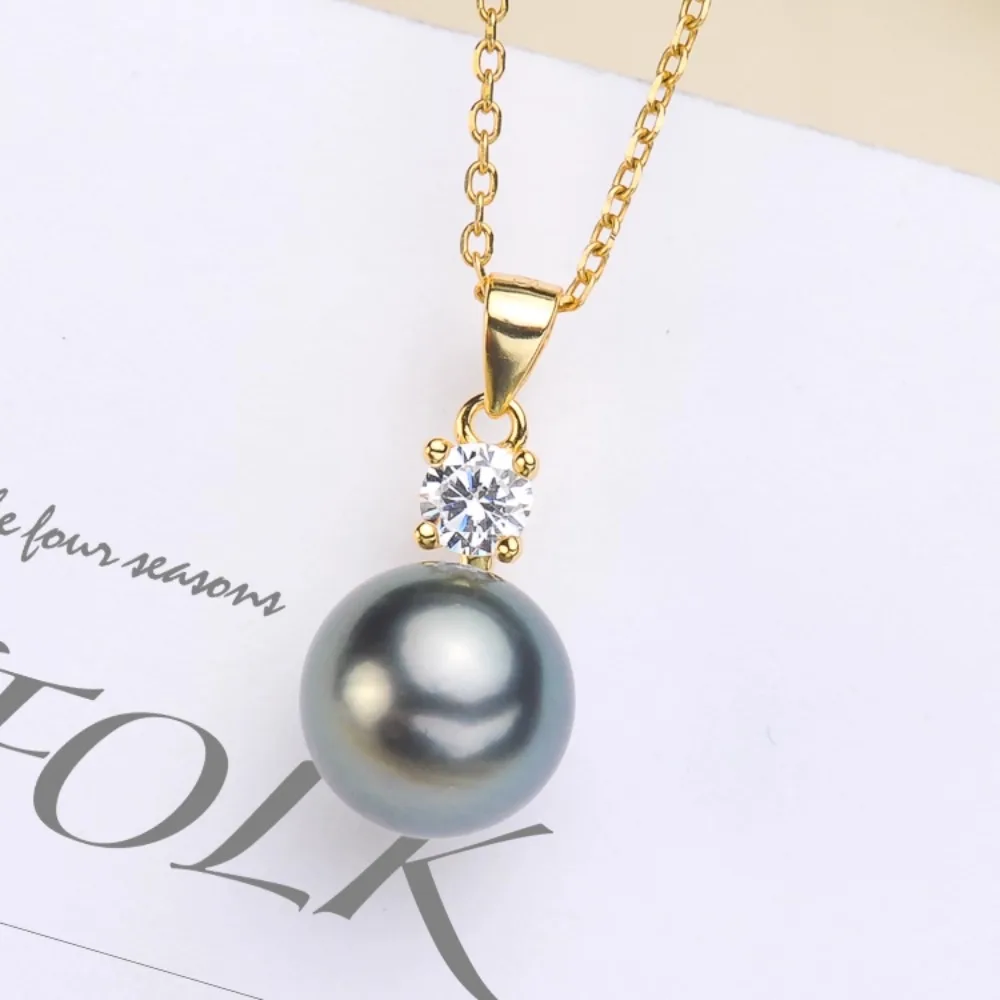 

5 шт., аксессуары из жемчуга «сделай сам», серебряный кулон 925 пробы, пустой держатель, одинарный бриллиант, золото, серебро, ожерелье, кулон, с круглыми бусинами 7-9 мм