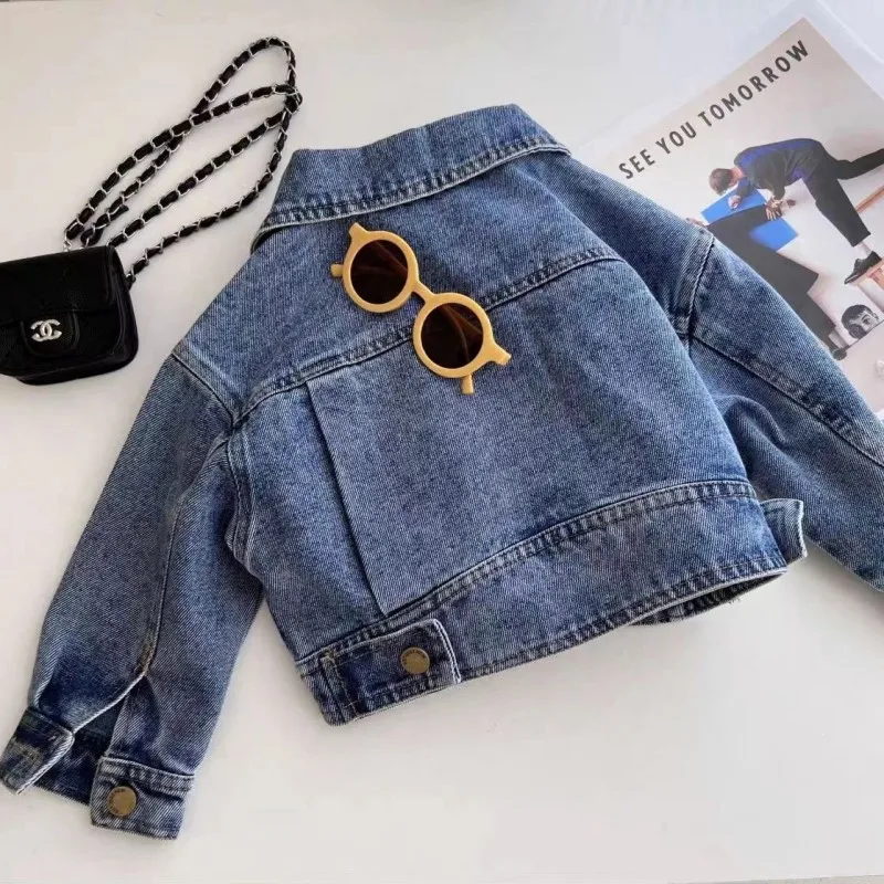 Children\'s Short Casual Jacket 2024 Spring and Autumn New Girls Denim Jacket Foreign Baby Jacket Top 2 4 6 7Y