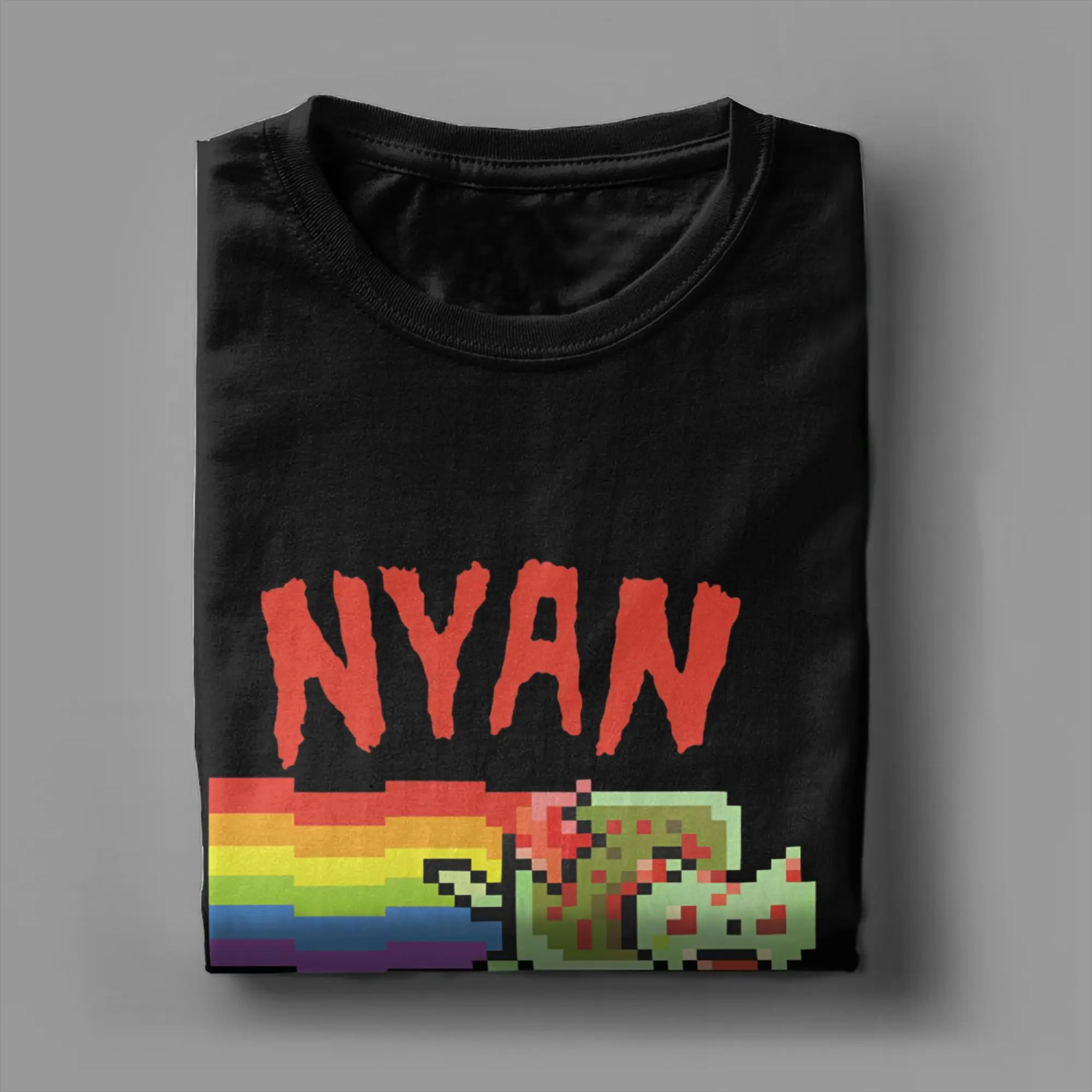 Camisetas para hombre Nyan Apocalipsis, camisetas informales 100% de algodón, camiseta de manga corta Meme Cat, ropa con cuello redondo estampada
