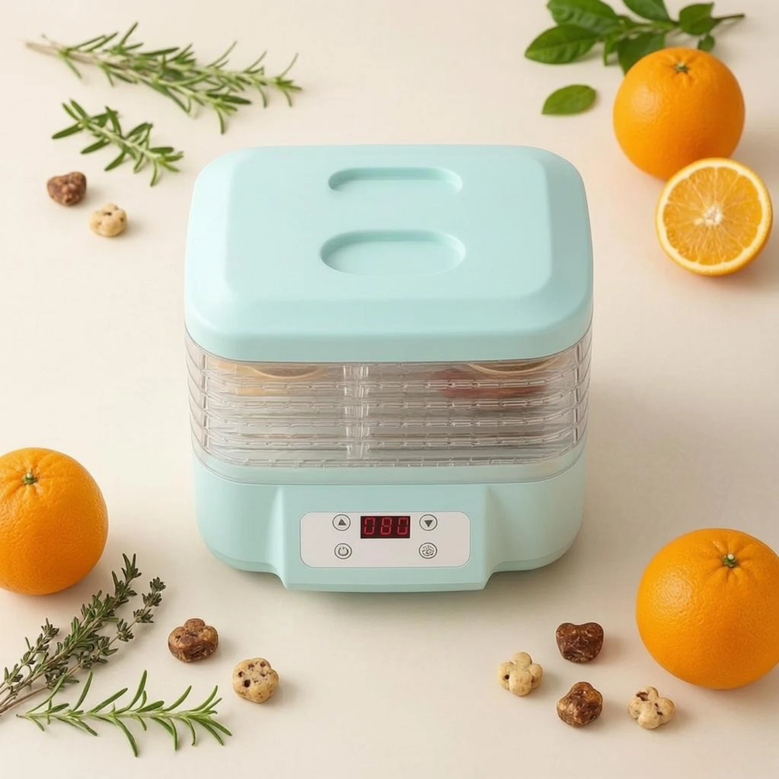 Digital Food Dehydrator 24-Hour Timer Stackable Tray Dehydrator Jerky Dryer Transparent Trays Drying Machine