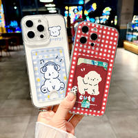 Dog Card Holder Phone Case For Samsung Galaxy Note 8 9 10 Plus 20 S25 S24 S23 S22 S21 Ultra S20 FE S10 5G A06 A16 A36 A56 Cover