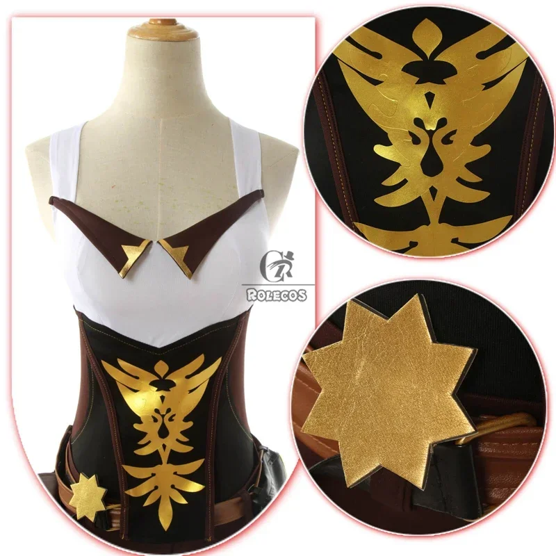 ROLECOS-Fato de jogo Genshin Impact para mulher, traje Amber Cosplay, top e calça vermelha completa de Halloween, uniforme completo