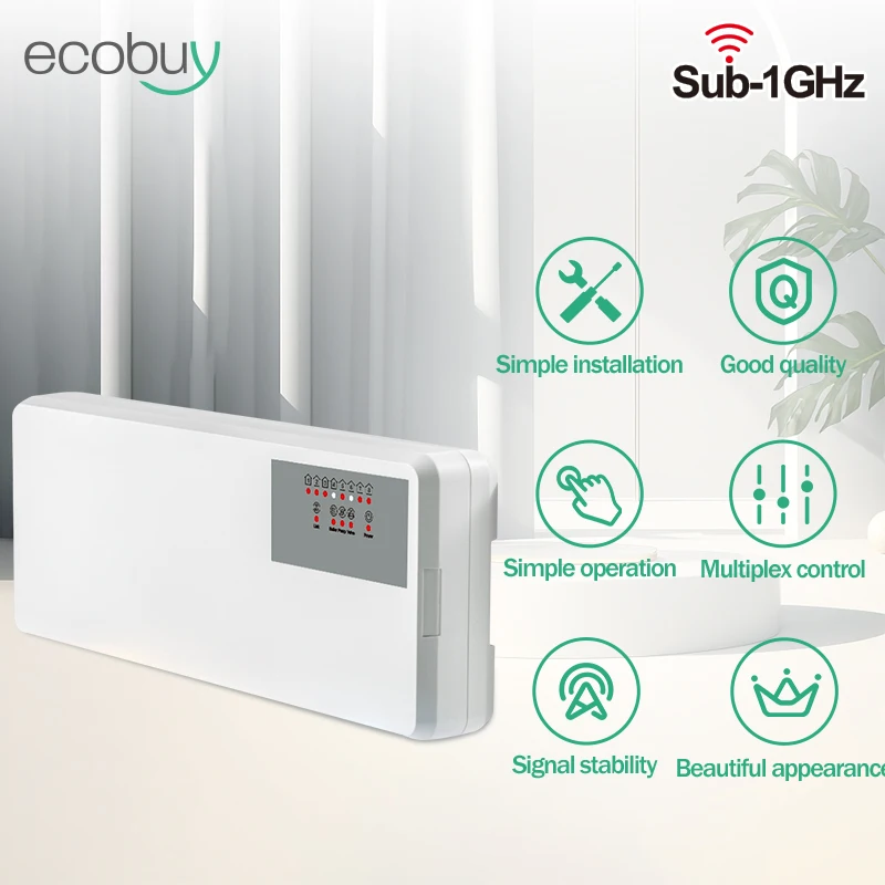 Tuya WiFi Wireless Thermostat 8 Sub-Chamber RF Central Hub Controller Box with LCD Indicates Gas Boiler Floor Heating Actuator