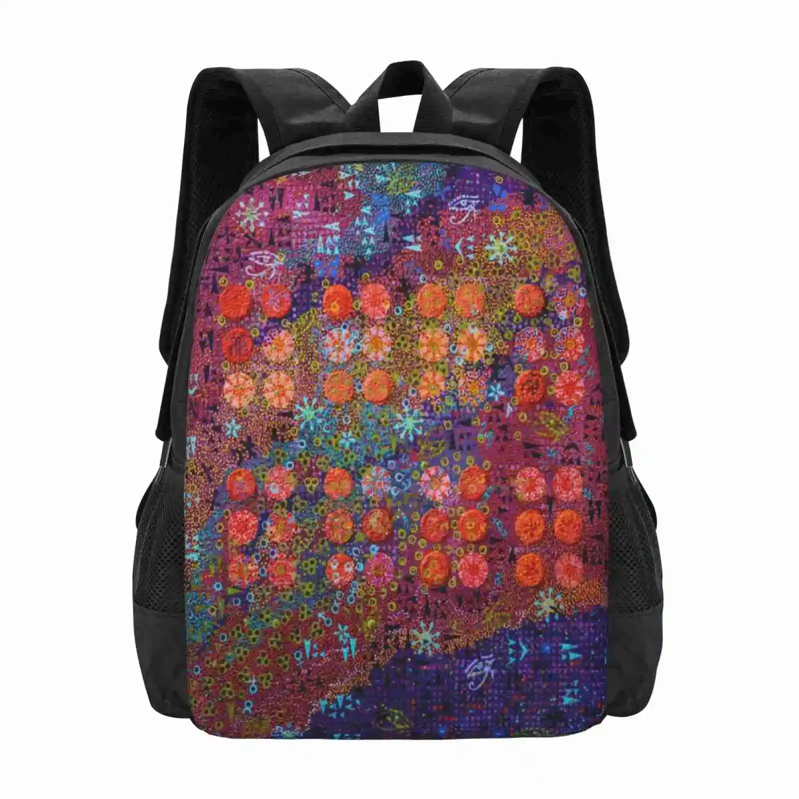 Unseen Teen College Student Backpack Pattern Design Bags Artist Painter Symbols Icons Pictograms Glyphs Language Culture