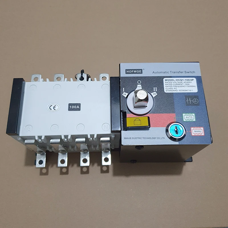 HCQ1-100 Dual Power Automatic Transfer Switch 4P 100A  PC Grade 380v Circuit Breaker Isolation type ATS