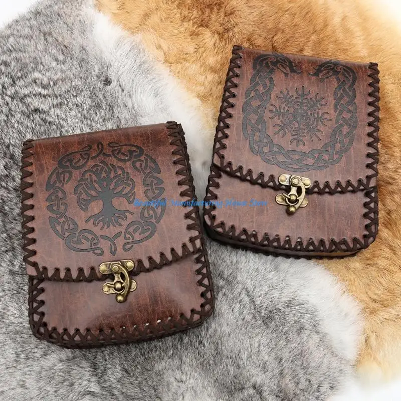 E56A Bolso cinturón medieval PU Monedera monedas cuero Renacimiento Bolsa cintura pequeña