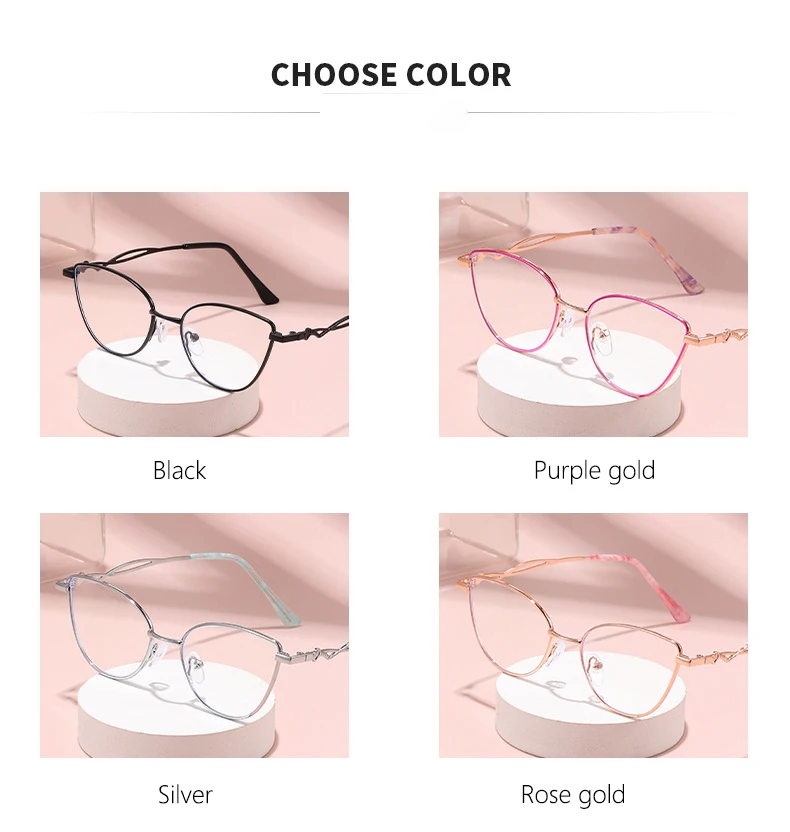 Modische Anti-Blaulicht-Lesebrille für Damen aus Metall mit hochauflösender Anzeige der jugendlichen Lesebrille 9792 – Detail 7