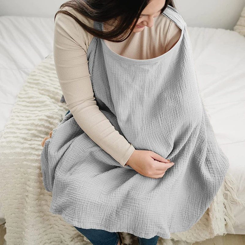 Breathable Breastfeeding Cover for Baby Breastfeeding Cotton Muslin Nursing Cover Apron Outdoor Privacy Mother Nursing Cloth