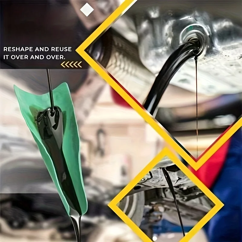 Automotive Flexible Oil Draining Funnel - Foldable Guiding Tool for Lubricants&Fluids, PU with Aluminum Plate | Repair Accessory
