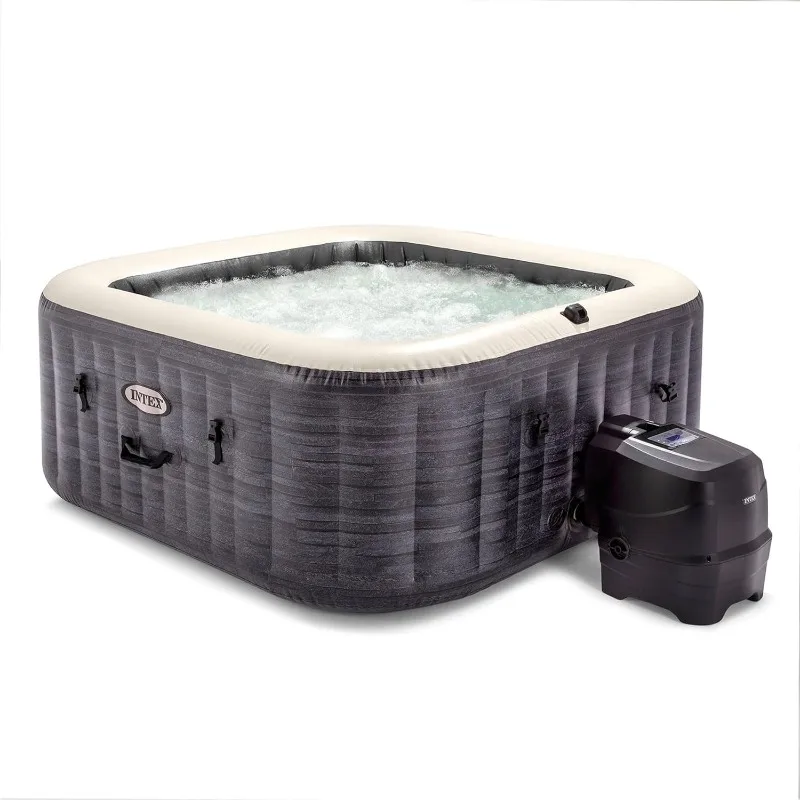 INTEX PureSpa Greystone Deluxe Inflatable Hot Tub, with with Built-in FastFill Inflation System, Spa Control App