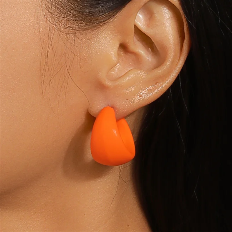 Aihua koreanische bunte Acryl klobige runde Creolen für Frauen einfache geometrische Harz Ohrringe Aussage Schmuck Geschenke – Detail 6
