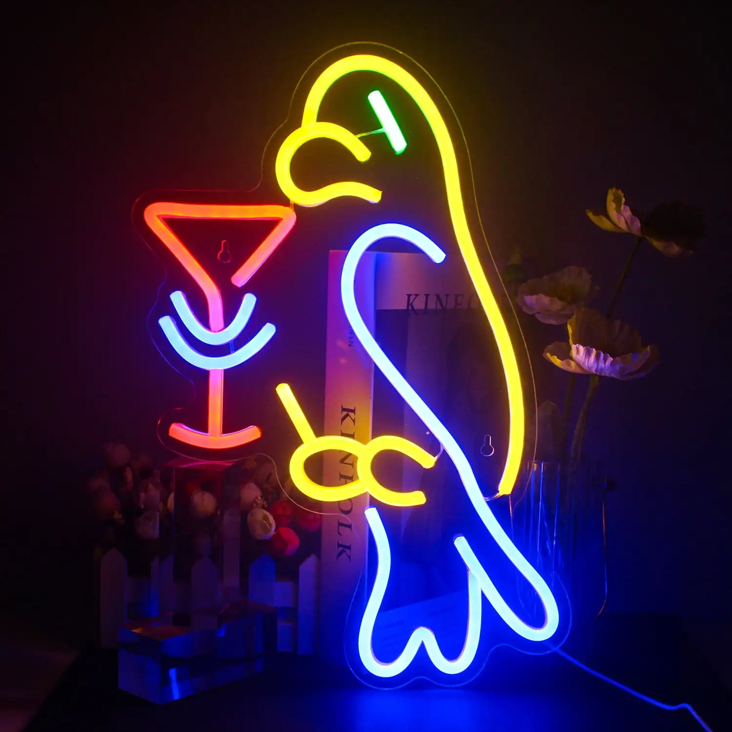 

Parrot LED Neon Light Signs Cocktail Neon Sign Dimmable USB Power for Home Bar Men Caves Beer Restaurant Party Club Wall Decor
