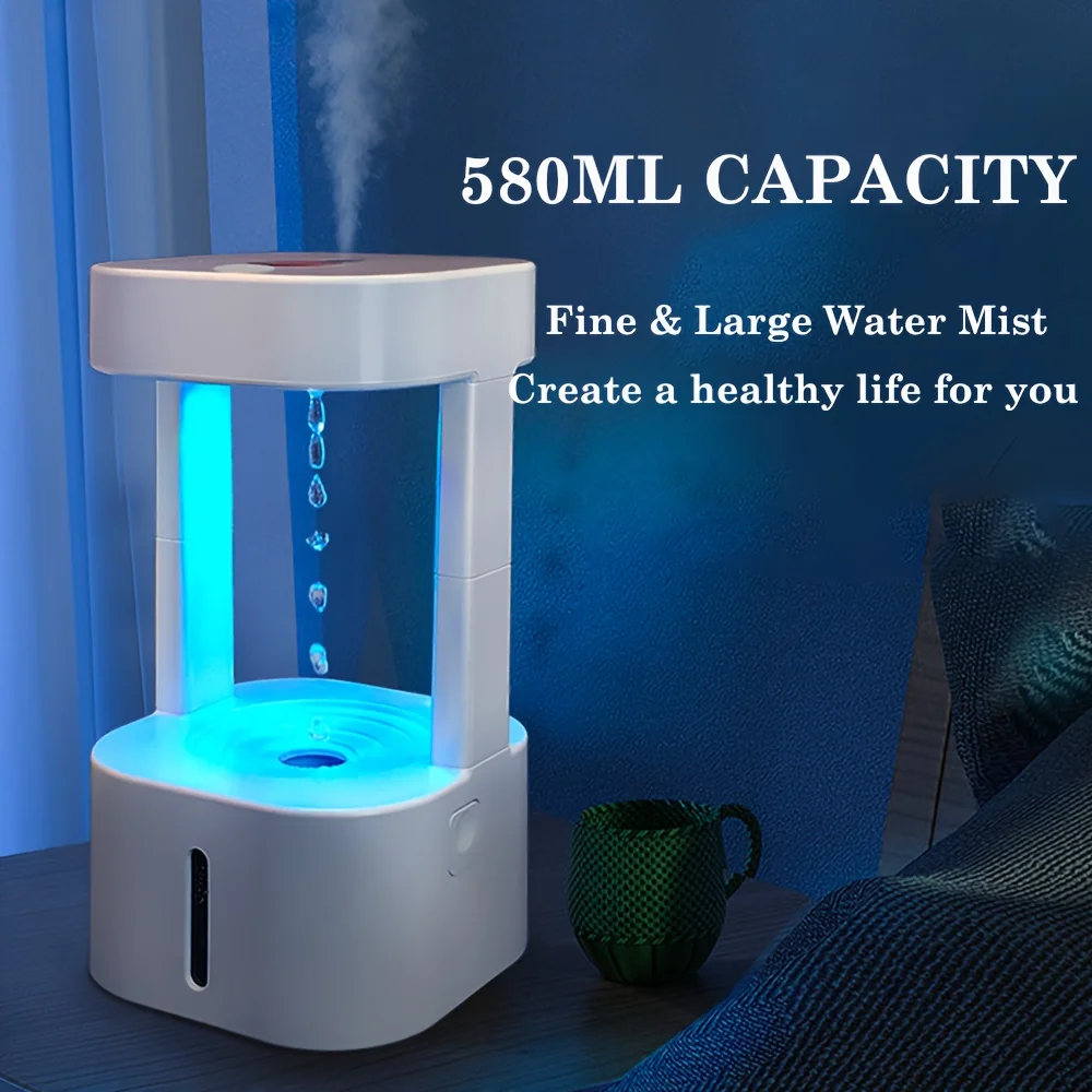 Humidificateur à brume fraîche avec interrupteur tactile, veilleuse LED, éclairage d'ambiance de bureau, adapté pour chambre à coucher, salon, bureau, 1 pièce