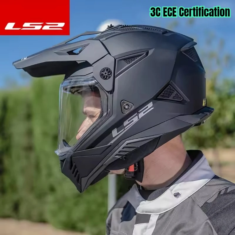 

HOT LS2 Original MX702 Motorcycle Double Lens Tension Helmet Full Helmet MX702 3C ECE Certification Casco Moto Scooter