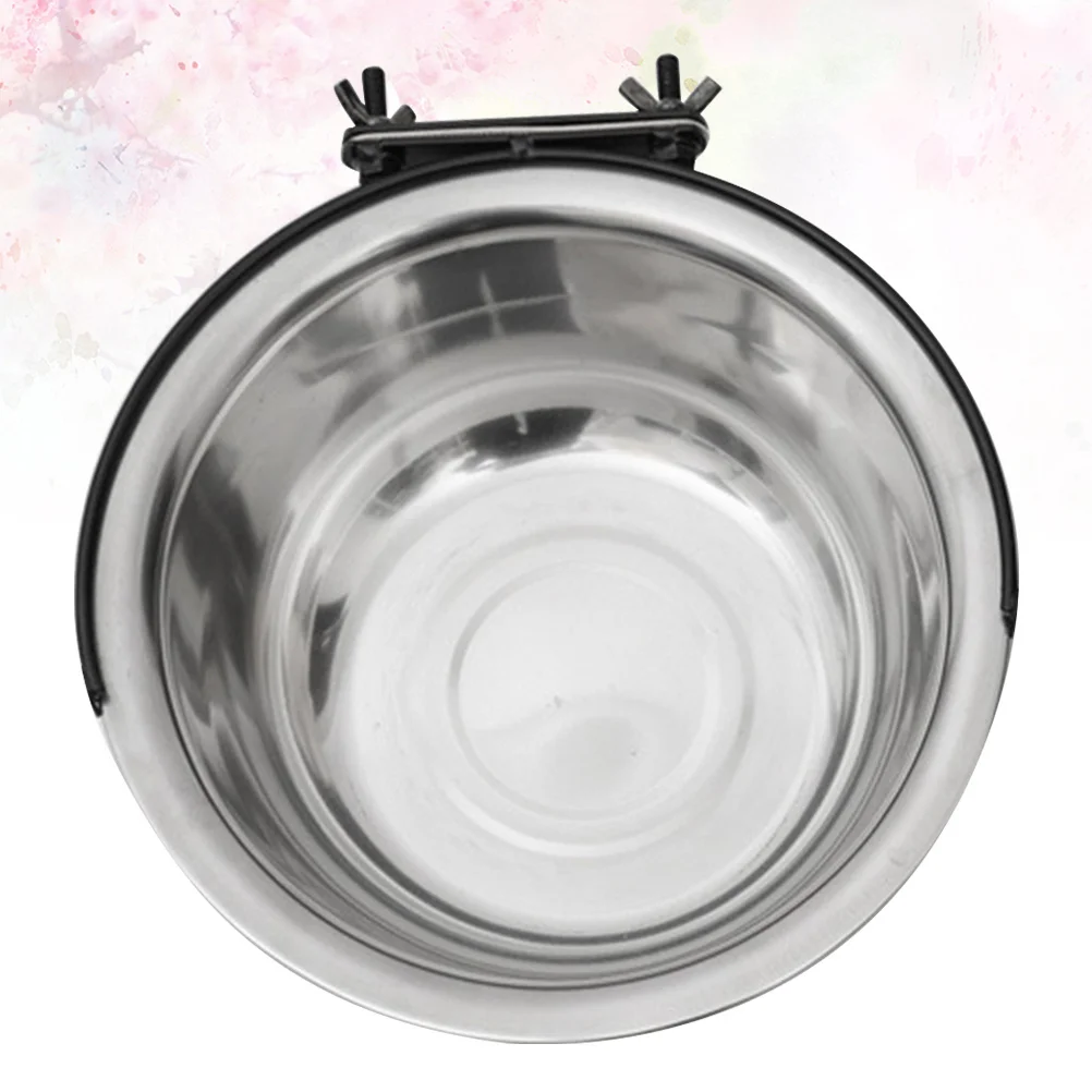 

1Pcs 600ml Stainless Steel Pet Feeding Bowls Hanging Dog Cat Water Dish Silver Durable Safe Easy Install Rust Resistant