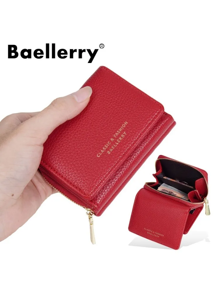 Baellerry Dames Portemonnee, Kort, 3-voudig, PU Leer, Multifunctioneel, Modieus, Premium, Kaarthouder, Muntenvak - afbeelding 2