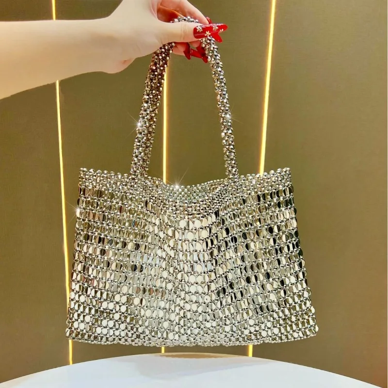 Fashion Silver Color Metallic Style Shining Sequin Shoulder Bag