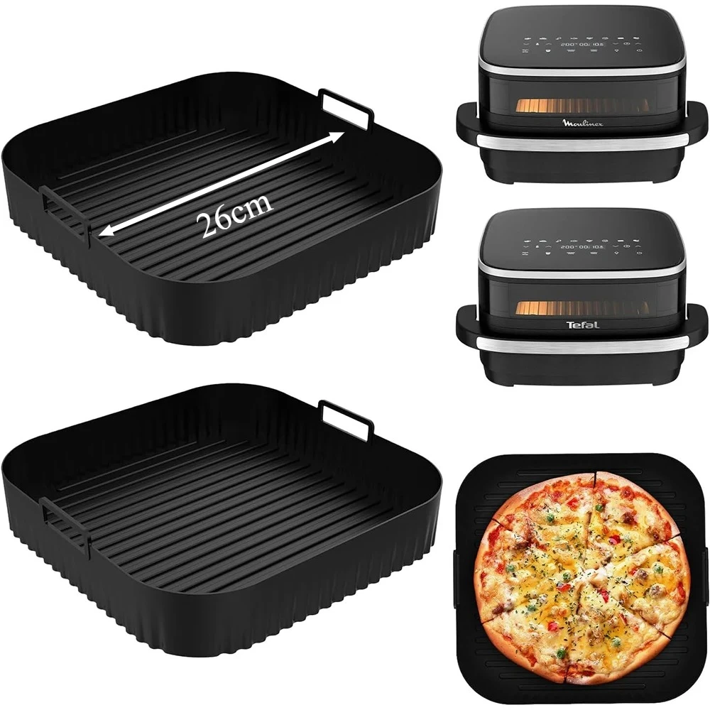 Cesta de Silicona para Freidora de Aire de 26 cm, Compatible con Moulinex AL4018F0/Tefal FW4018EO, Accesorios Reutilizables para Freidora de Aire