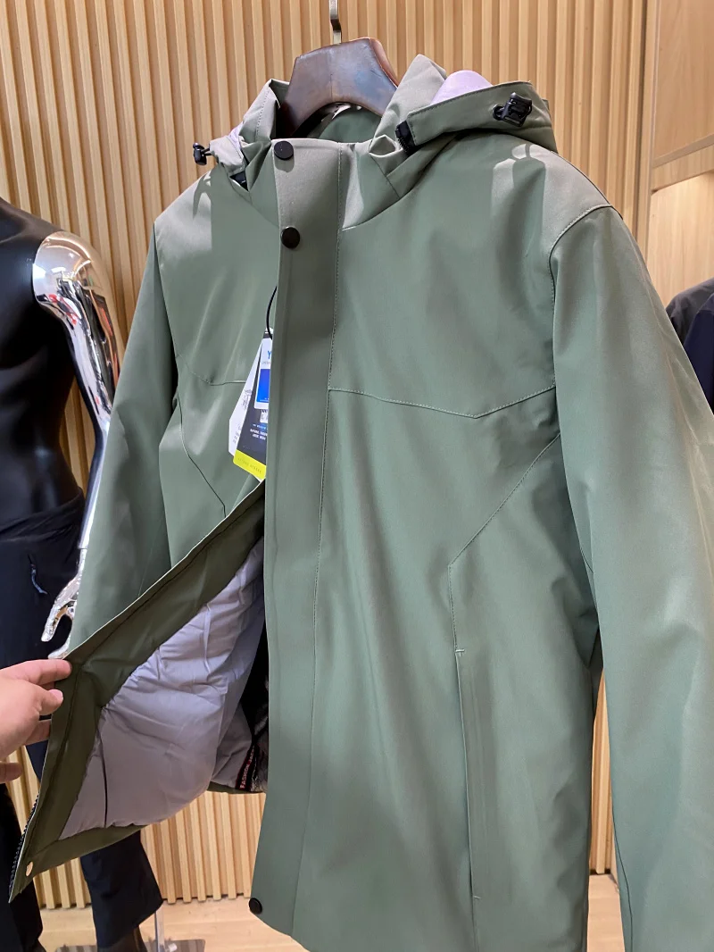 Inverno ao ar livre masculino para baixo jaet du pena quente caminhadas casaco zíper sle anti-vento design 3d fibra de poliéster juventude faion