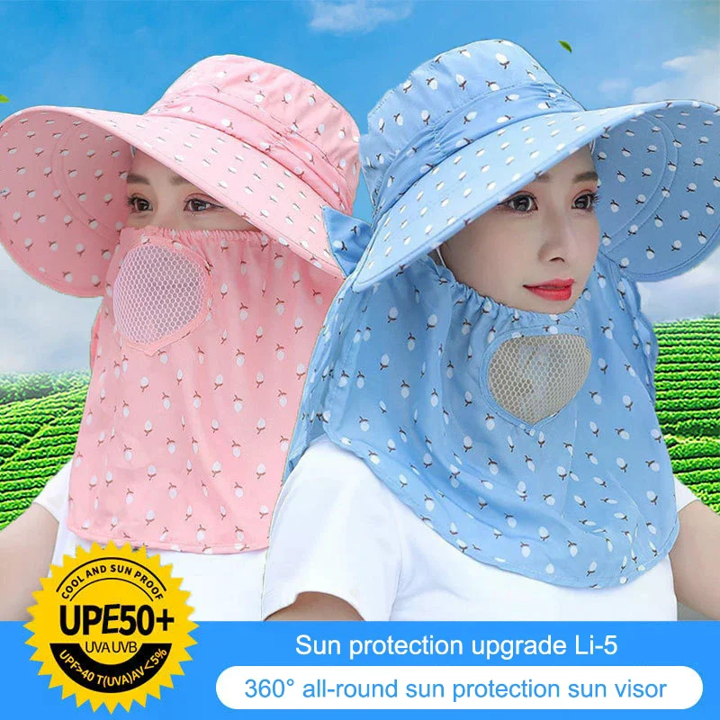 Sun Hat Female Summer Hat Cover Face Breathable Sun Hat All-match Summer Hat with Big Rim Anti-ultraviolet Cycling Sunhat