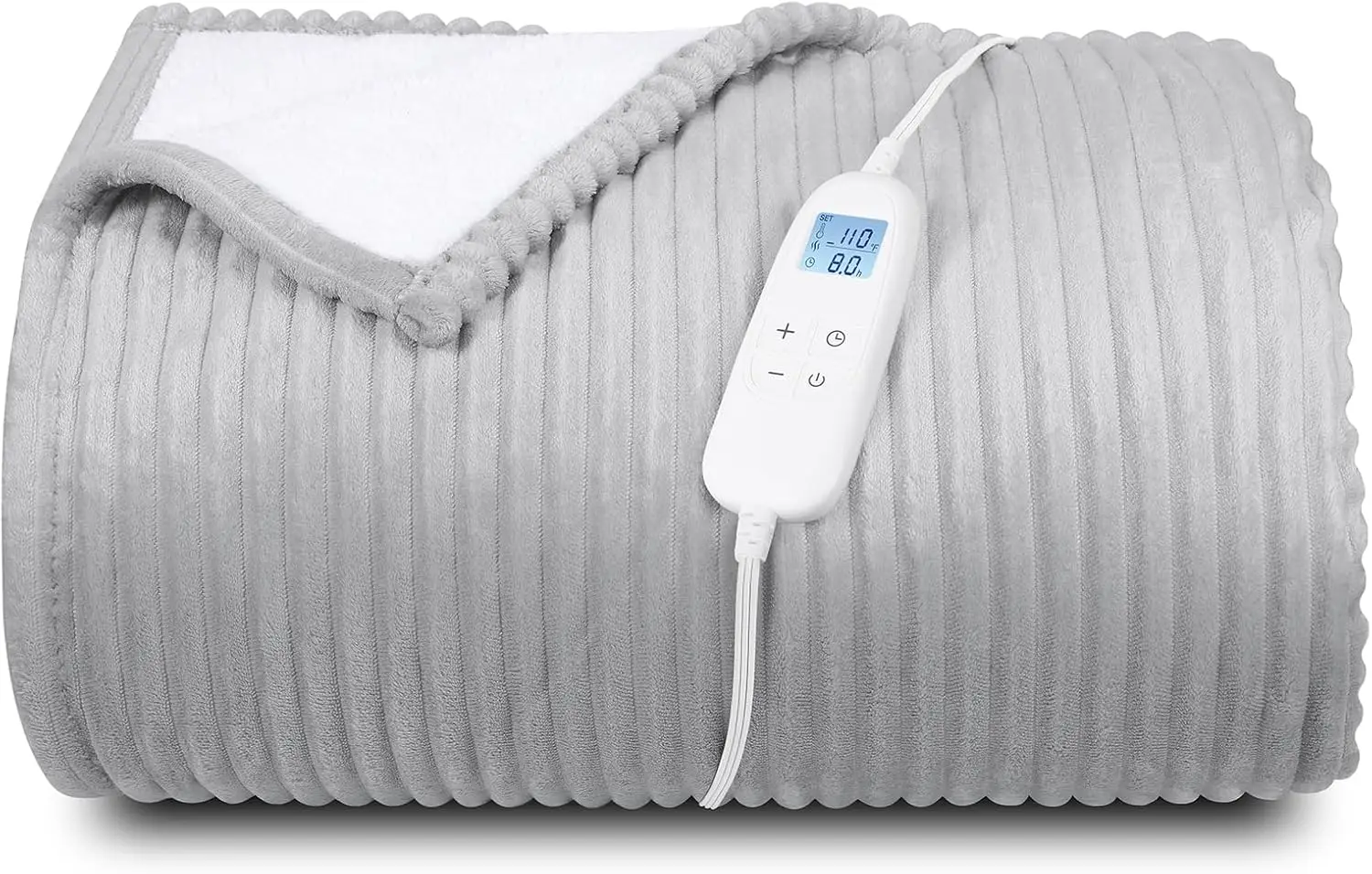 

Electric Heated Blanket Queen 84x90, 6 Heat Levels & 8H Timer, Fast Heating, Ultra Soft Flannel, Machine Washable, Light Grey