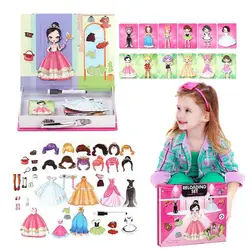 Magnet Puzzle 2 In 1 Magnetic Princess Dress Up Paper Doll Pretend Play Toys Travel Playset Toy Car Activities Toy For Girls
