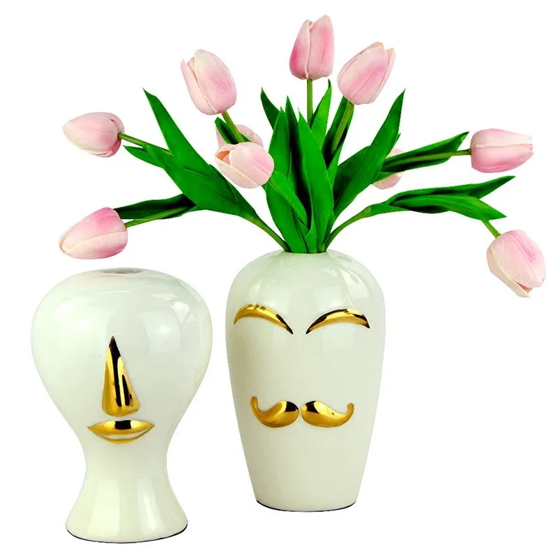 

Gold-plated Ceramic Vase Porcelain Crafts Abstract Art Ornament Decoration
