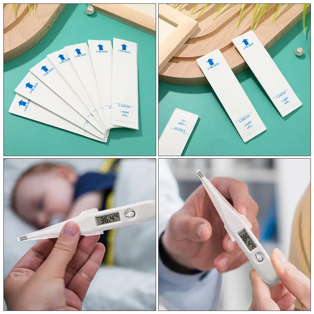 150Pcs Universal Disposable Thermometer Covers Safe Pe Paper Material for Paper Electric Thermometers Clinic Hospital Home Use