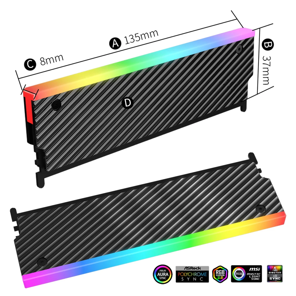 Universal Memory Heat Sink 5V 3PIN ARGB AURA Sync Memory Module Cooler DDR3 DDR4 DDR5 RAM Heatsink Radiator for Desktop PC