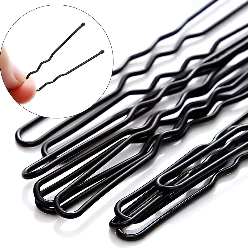 

100 PCS/Bag 5cm/6cm U Shaped Alloy Hairpins Waved Hair Clips Simple Metal Bobby Pins Barrettes Bridal Hairstyle Tools Hair Pins