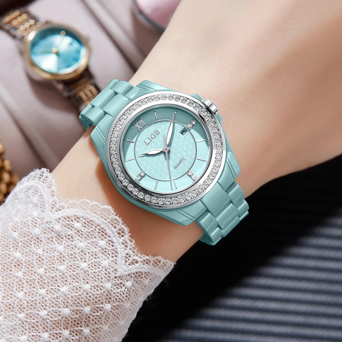 LIGE 2026 Women's Quartz Watch Calendar Waterproof Women's Watch Light Luxury Elegant Watch for Women Gift Relogio Feminino+BOX