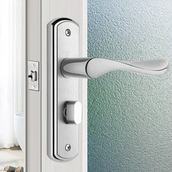 No Key Security Wood Bathroom Toilet Door Lock Furniture Portable Door Lock Aluminum Lock Handle For Home Stainless Steel