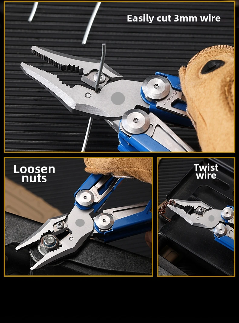 Multifunction Pliers Folding Tool Portable EDC Outdoor Emergency Repair Multi Tool with Scissors Wrench Screwdriver for Camping