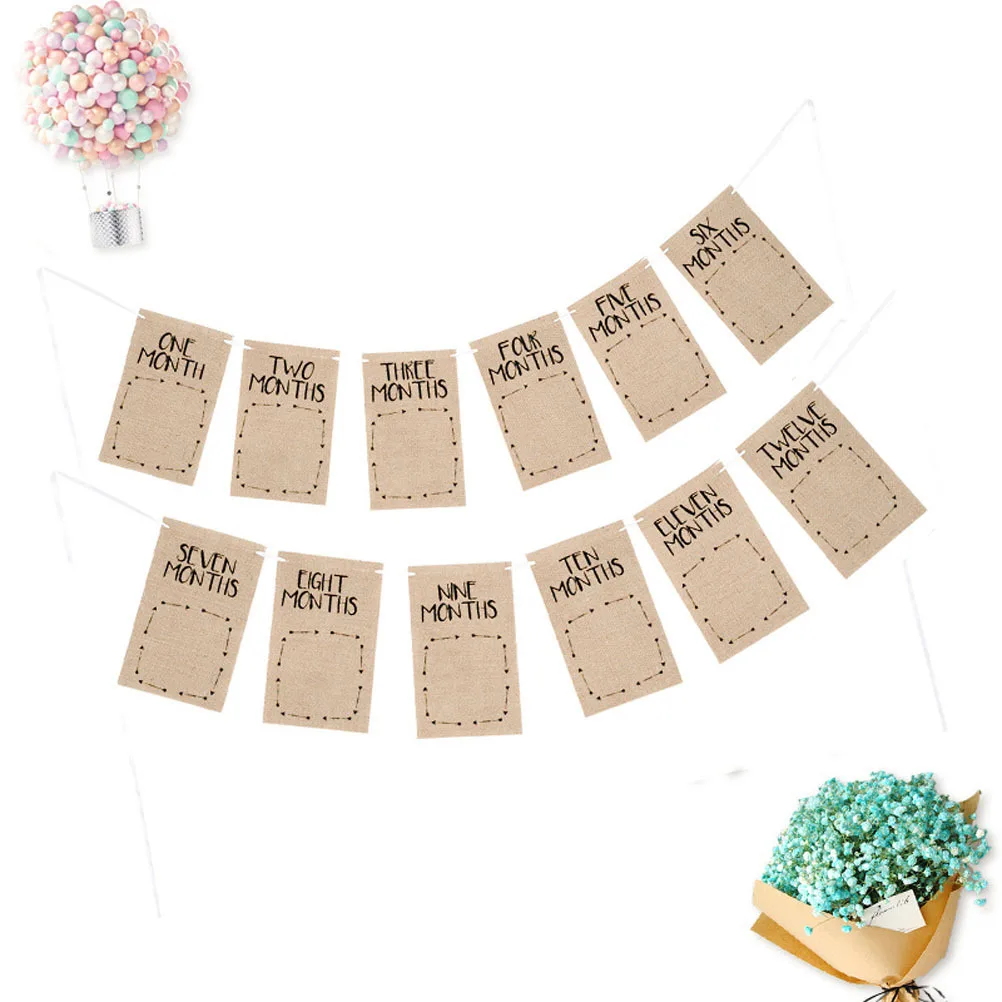 لافتة صور من الكتان لعمر 1 إلى 12 شهرًا، تصميم جداري متين للاستخدام الطويل لتزيين المنزل، جمع الصور