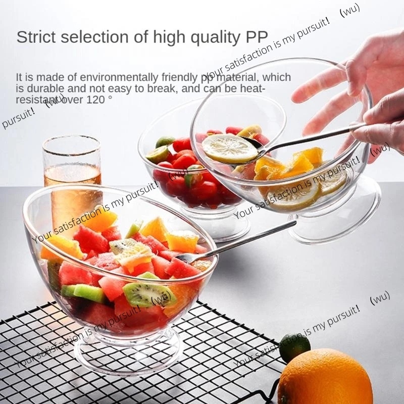 R1WA Diagonal Salad Bowl Plastic Break Resistant Clear Bowls Fruit Rice Serving Bowls Storage Container