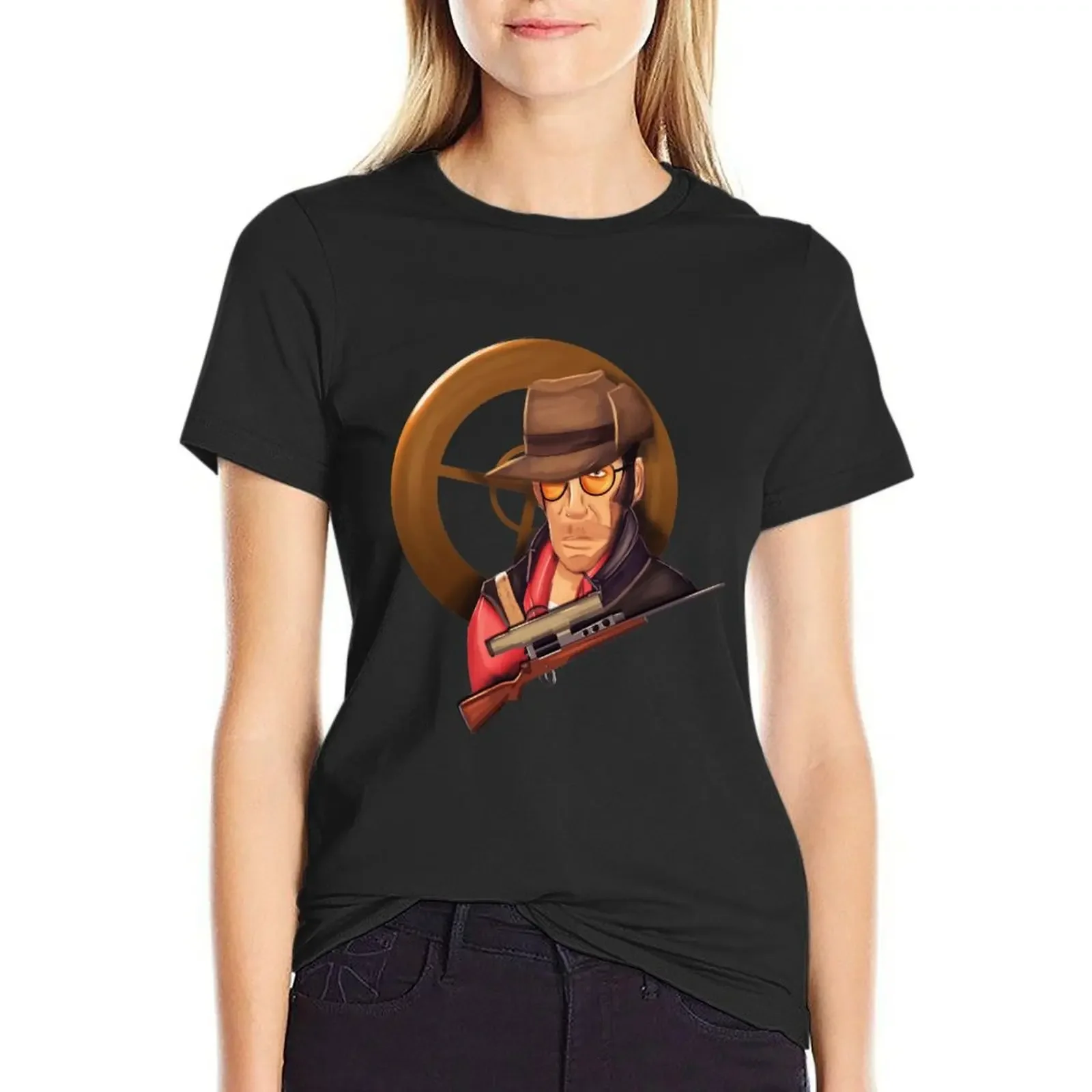 

Tf2 Sniper T-Shirt female anime clothes cat shirts for Women