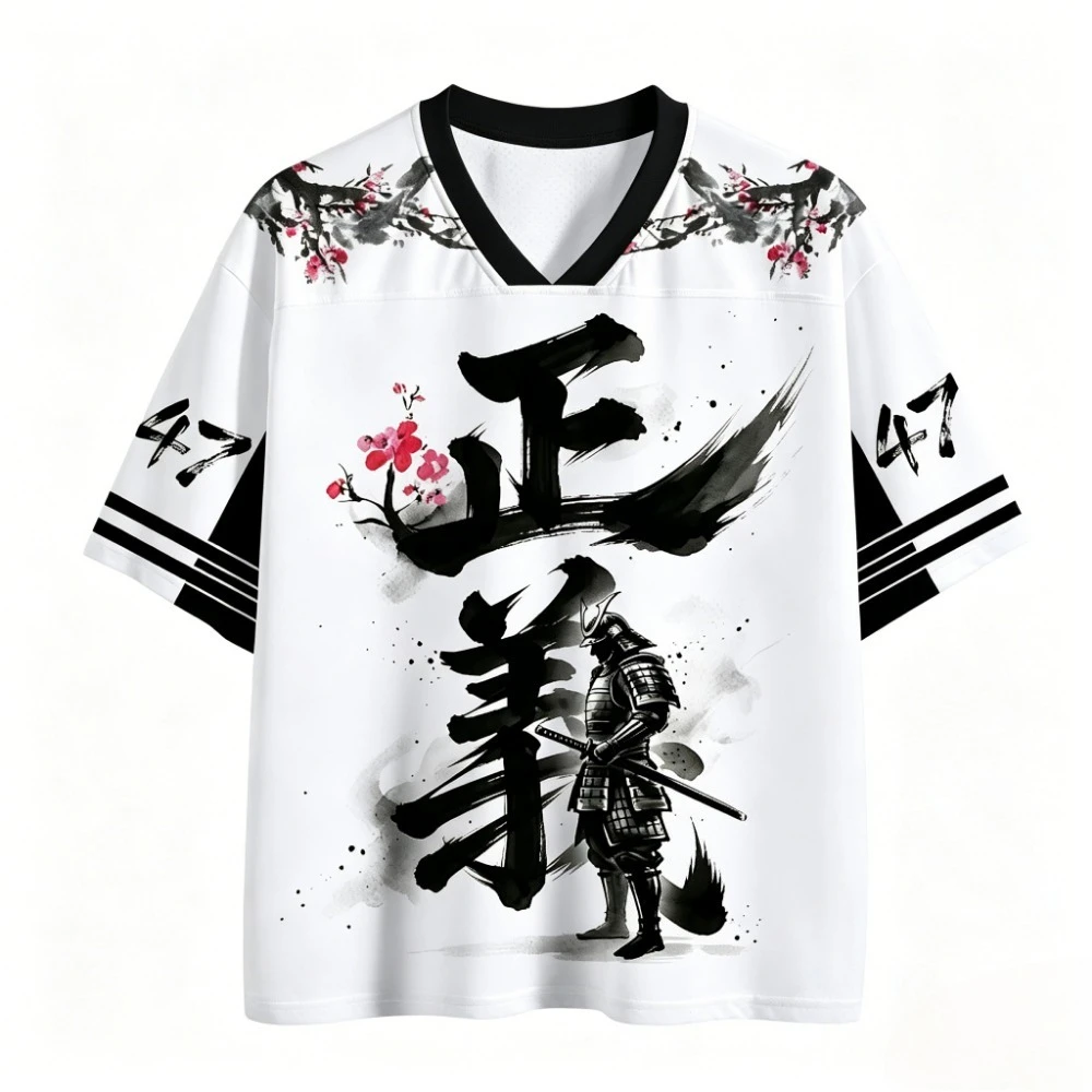 Y2K Japanisches Ukiyo-e Justice Ink Warrior 3D-Druck Sport Schnelltrocknendes Herren-T-Shirt mit V-Ausschnitt Lässige modische Eltern-Kind-Kleidung – Detail 6