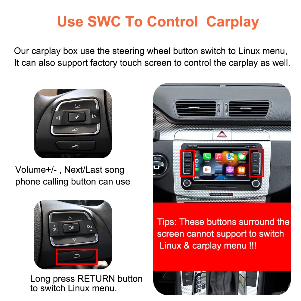 Bonroad Wireless Android Auto Retrofit Car Play Modul für Volkswagen Passat Golf 6 Tiguan Touran Polo RNS510 Serie Mirror Link – Detail 1