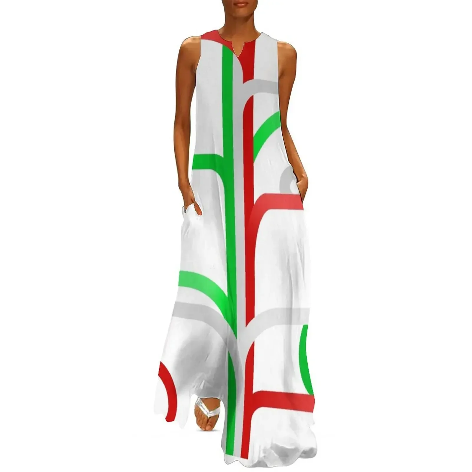 

Stripes and circles - Italian flag colours Long Dress Women's dresses chic and elegant woman dress Woman's evening dress